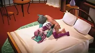 مراهقة كرتونية مع شعر وثدي ضخم تحصل على فعل خلفي