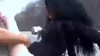 زوجة سخيف نفسه مع الموز